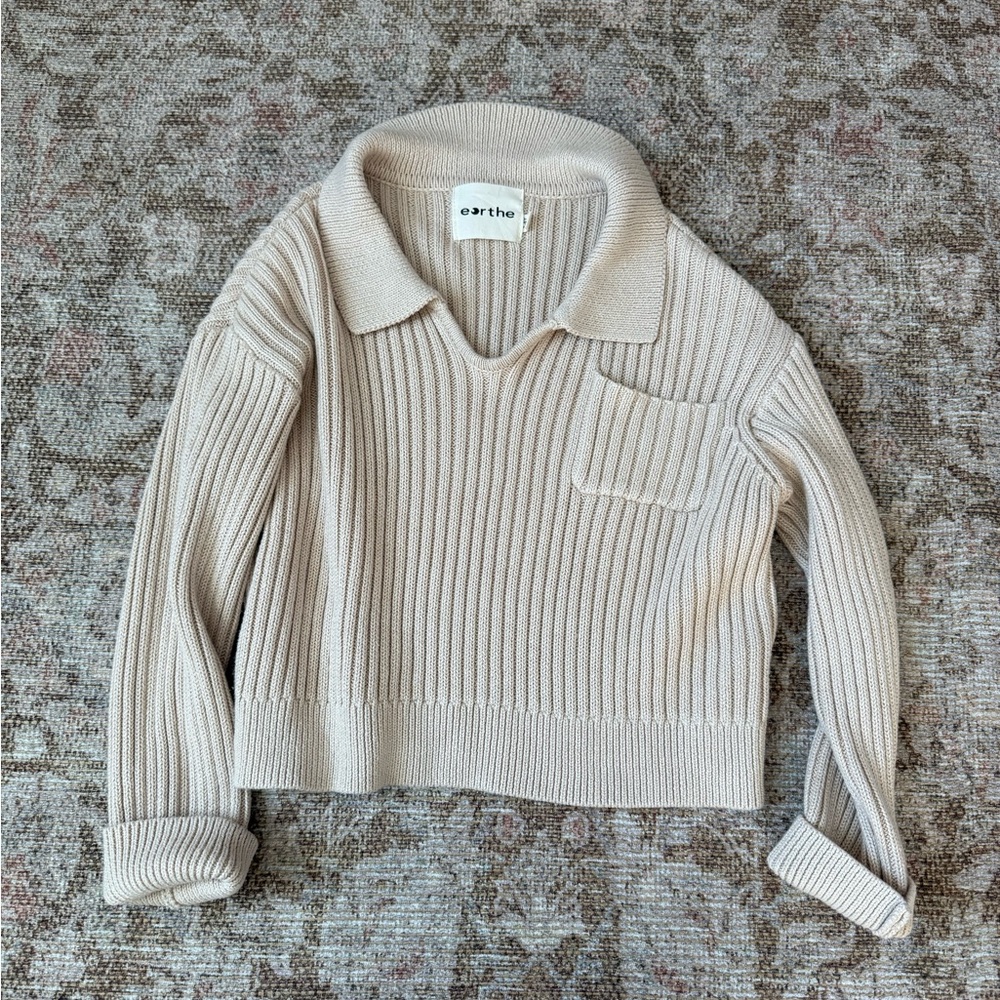 Earth Kids Cream Ribbed Sweater